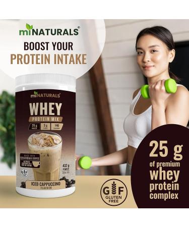 miNATURALS Whey Pure Isolate High Protein Drink Mix Powder For Shakes - 432g (Iced Cappuccino) with Inulin Fibre - Buy Online on GoSupps.com