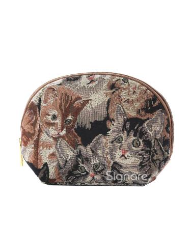 Signare Tapestry Cosmetic Bag Makeup Bag for Women with Animal and Pet Designs (Cat)