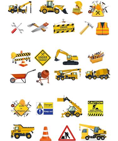 25 Stand Up Construction Builder Worker Themed Edible Wafer Paper Cake Toppers Decorations - Buy Online on GoSupps.com