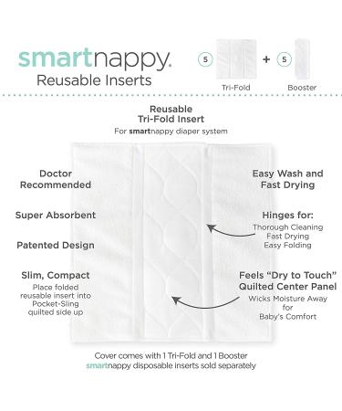 SmartNappy Reusable Inserts for by Amazing Baby Hybrid Diaper Cover  Set of 10  5 Tri-fold Inserts and 5 Boosters  Size 3-4  12-40 lbs Size 3 (10 Count) - Buy Online on GoSupps.com