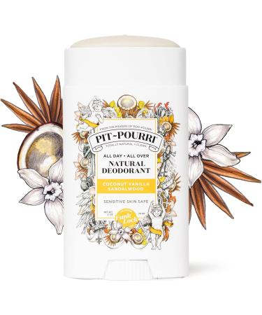 Pit-Pourri All Day-All Over Natural Deodorant Coconut Vanilla and Sandalwood - 2 Oz (Pack of 2) Coconut 2 Ounce (Pack of 2) - Buy Online on GoSupps.com