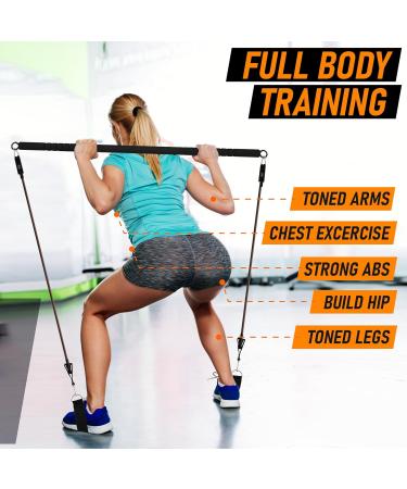 Pilates Bar Kit with 200lbs Resistance Band - Heavy Duty Home Gym Equipment for Men & Women | Full Body Workout - Buy Online on GoSupps.com