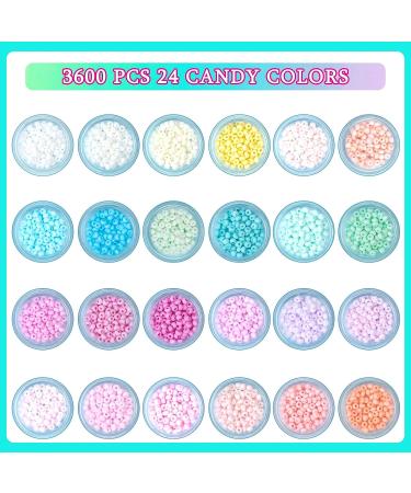 Gacuyi 3600 pcs Glass Seed Beads Jewelry Making Kit - 24 Color Macaron Craft Bead Set with Alphabet Beads & Elastic String for DIY Bracelet Necklace - 3mm Beads Supplies - Buy Online on GoSupps.com