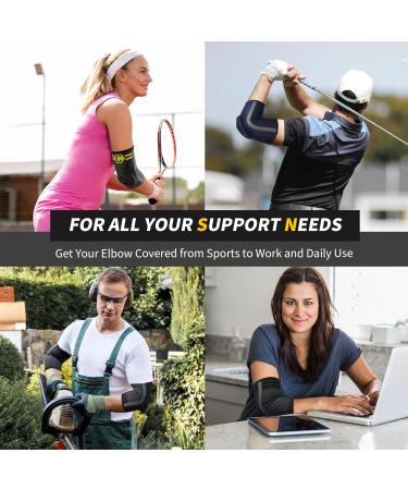Cambivo Elbow Bandage for Men & Women - Tennis & Golf Pain Relief with Gel Pads & Stabilizers - XL Gray & Blue - Buy Online on GoSupps.com