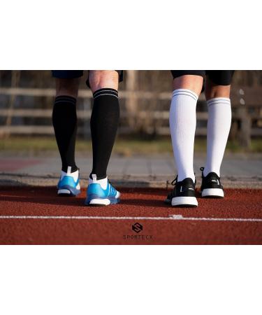 Shop Sportecx Premium Compression Stockings for Men & Women | Cotton Compression Socks for Sports Travel & Pregnancy - Black-Pink S-M - Buy Online on GoSupps.com