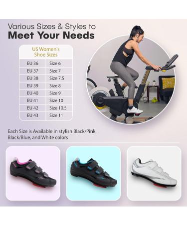 Tommaso Pista Women's Indoor Cycling Shoes Bundle - Black/Pink, Size 8 | Breathable & Comfortable Spin Shoes for Women - SPD & Look Delta Compatible - Buy Online on GoSupps.com