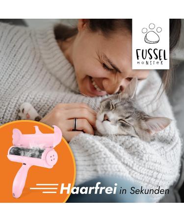 Fusselmonster Lint Roller for Dogs & Cats - Effective Pet Hair Remover for Sofa Carpet & Car - Reusable Pink Animal Hair Cleaner - Buy Online on GoSupps.com