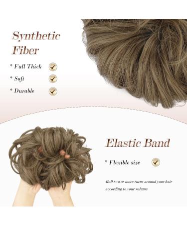 FESHFEN Messy Bun Hair Piece Scrunchie | Wavy Curly Chignon Ponytail Extension in Dirty Brown | 38g 10/16# | Women, Girls, Kids | 1PCS - Buy Online on GoSupps.com