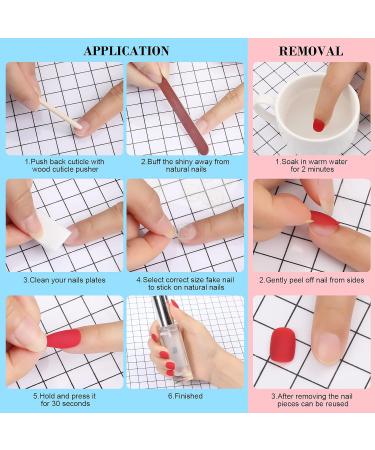 144 Pcs Matte Fake Nails Set - Short French Full Cover Press-On Nail Tips for Women | Adhesive Tabs & Nail File Included - Buy Online on GoSupps.com