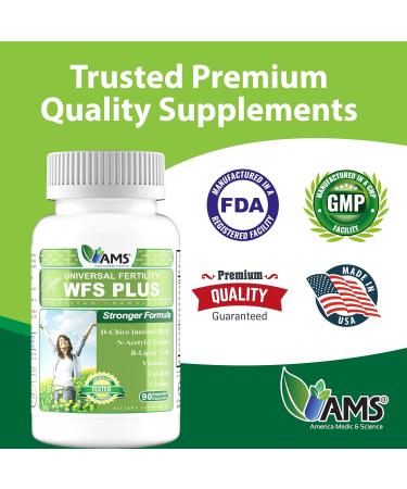 America Medic & Science WFS Plus Fertility Supplements for Women (90 Capsules) Supports Ovulatory Health | Natural Preconception Vitamins Reproductive Aid with D-Chiro Inositol DHA |15-Day Supply. 90 Count (Pack of 1) - Buy Online on GoSupps.com