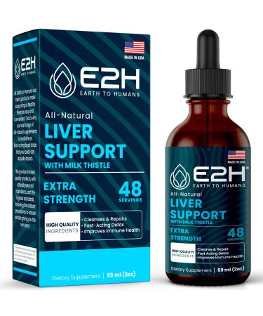 E2H Liver Support Supplement with Milk Thistle - Liver Cleanse and Detox - Artichoke Extract, Dandelion Root, Chanca Piedra, and More - Absorbent Liquid Formula - 2 Fl Oz 2 Fl Oz (Pack of 1)