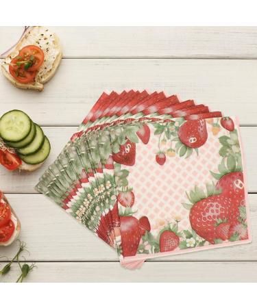 Ipetboom Strawberry Napkins: 20 Sheets Disposable Summer Fruit Napkin Strawberries Theme Birthday Party Decoration Berry First Birthday Party Supplies for Boys Girls Baby Shower Wedding - Buy Online on GoSupps.com