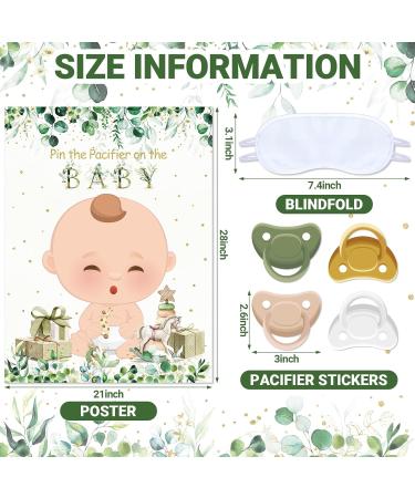Sinmoe Pin the Pacifier Game - Baby Party Decorations | 24 Stickers & Poster Set for Girl's Birthday | Fun Sage Green Theme - Buy Online on GoSupps.com