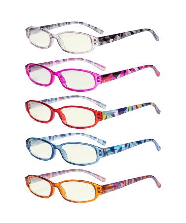 Eyekepper 5-pack Reading Glasses Blue Light Blocking for Women +2.00 Blue Light Blocking-b40-5 Pairs 2.0 x
