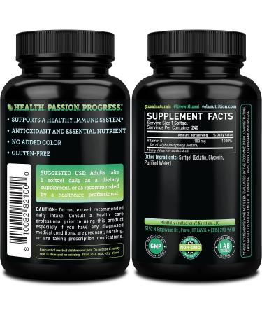 Vitamin E Softgels (400 IU) 240ct - Immune Health & Antioxidant Support - 240 Day Supply - Buy Online on GoSupps.com