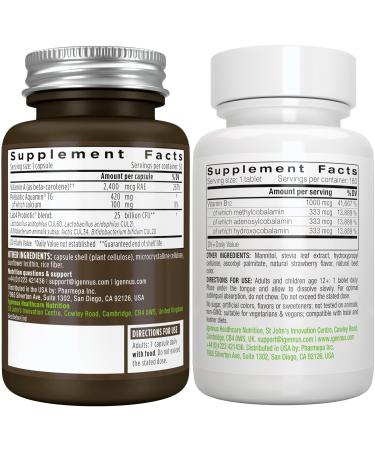 Live Cultures+ Lab4 Probiotics + Super B12-Complex Vegan Bundle 25 Billion CFU Lactobacillus Acidophilus and Bifidobacterium + High Absorption Sublingual B12 by Igennus - Buy Online on GoSupps.com