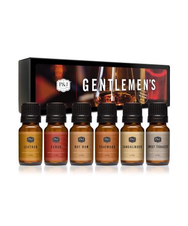 Gentlemen's Set of 6 Premium Grade Fragrance Oils - Leather, Sweet Tobacco, Teakwood, Bay Rum, Cedar, Sandalwood