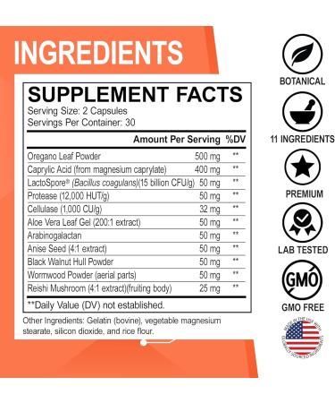 Candi Cleanse & Oregano Oil Drops - Organic Oil of Oregano Drops Liquid & Black Walnut Wormwood - Extra Strength Overgrowth Balance Complex Natural Oral Gut Cleanser Detox Health Supplements Capsules - Buy Online on GoSupps.com