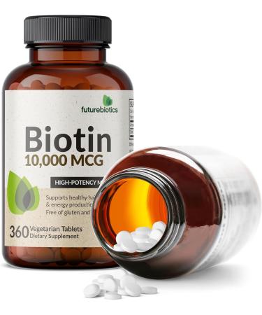 Futurebiotics Biotin 10 000 MCG High Potency Tablets Supports Healthy Hair Skin & Nails & Energy Production Non-GMO 360 Vegetarian Tablets 360 Count (Pack of 1) - Buy Online on GoSupps.com