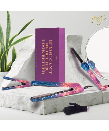 PYT Lola Tool Kit: 1.25'' Flat Iron 19mm Curling Wand & Mini Hair Straightener - GALAXY | International Shipping Available - Buy Online on GoSupps.com
