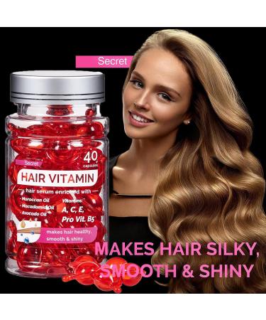 Hair Treatment Serum & Capsule Oil - No Rinse Argan Macadamia Avocado | Vitamins A C E Pro B5 - Conditioner for All Hair Types (40 Capsules - Buy Online on GoSupps.com