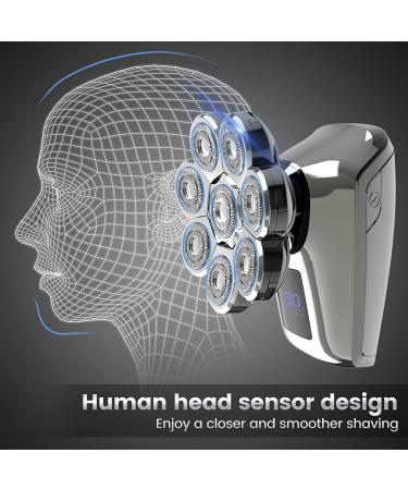 8D Electric Head Shaver for Bald Men - Upgrade 6-in-1 Floating Head - Waterproof Grooming Kit (Silver) | WD-6800 - Buy Online on GoSupps.com