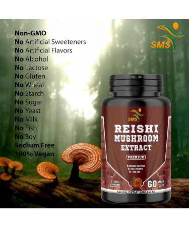 Potent Pure 15:1 Ganoderma Lucidum Extract Reishi Mushroom 1 000mg Daily (Vegan Non-GMO Gluten Free) for Immune Support - 60 Veggie Capsules - Buy Online on GoSupps.com
