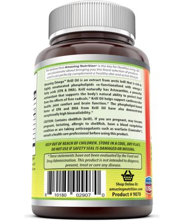 Amazing Omega Krill Oil 1000mg - EPA, DHA, Phospholipids, Astaxanthin - 120 Softgels - Non-GMO, Gluten Free - Heart, Joint & Brain Health Support - Buy Online on GoSupps.com