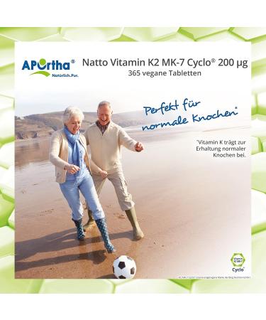 Aportha Vitamin K2 MK7 200 g - High-Dose Vegan Supplement | 365 Easy-to-Swallow Natto Tablets for Optimal Health - Buy Online on GoSupps.com