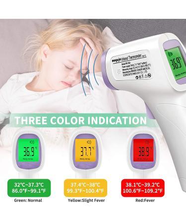 Touchless Forehead Thermometer for Adults & Kids - Digital Infrared, Fever Alarm, Memory Function, Purple - Buy Online on GoSupps.com