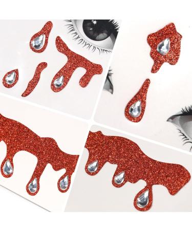 3D Red Glitter Halloween Face Stickers - Temporary Diamond Art for Kids & Adults | Perfect for Halloween Parties - Buy Online on GoSupps.com