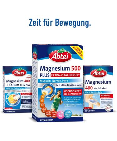 Abbey Magnesium 500 Plus - High-Dose Vegan B Vitamins for Muscles Nerves & Heart - 42 Laboratory Tested Tablets - Buy Online on GoSupps.com