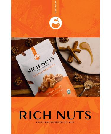 Rich Nuts Cinnamon Walnut Crunch 4 oz (2 Pack) - Vegan, Organic, Paleo, Keto | Cinnamon, Maple Syrup, Maca & Sea Salt - Non-Roasted, Dehydrated, Germinated, Raw & Whole - Buy Online on GoSupps.com