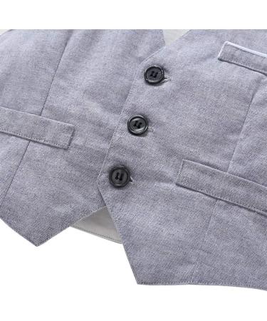 AmzBarley Baby Boys Gentlemans Outfit Suit | Kids Tuxedo Rompers with Shirt, Pants, Vest, and Bowtie | Grey | 1-2 Years - Buy Online on GoSupps.com