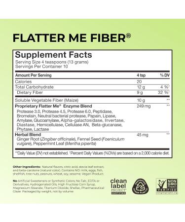 Flatter Me Fiber GLP-1 Booster Fiber Supplement for Women & Men Prebiotics & Enzymes for Weight Support Reduce Bloating Double GLP-1 Levels Digestive & Gut Health (10 Servings) - Buy Online on GoSupps.com