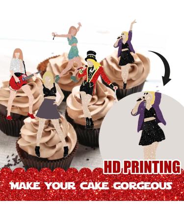 18pcs Glitter Dessert Cupcake Topper Cheer to Worldwide Popular Female Singer Concert Theme Decor Pick for Fan Men Women Boys Girls Happy Birthday Folklore Music Party Decorations Supplies - Buy Online on GoSupps.com