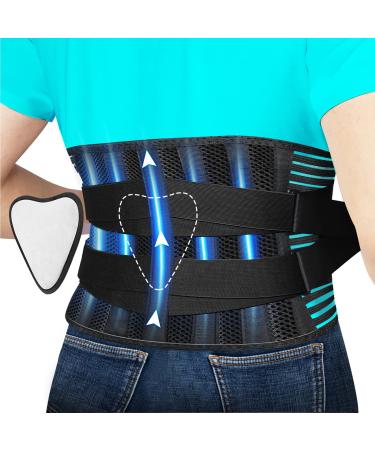 2022 Upgrade Back Brace for Men Women Lower Back Pain Relief with 7 Stays and Removable Lumbar Pad - Breathable Air Mesh Anti-skid Support Belts Lumbar Braces for Sciatica Scoliosis(L) Large
