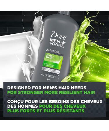 Dove Men + Care Fresh & Clean 2-in-1 Shampoo + Conditioner with caffeine and menthol (950 ml) Fresh Clean - Buy Online on GoSupps.com