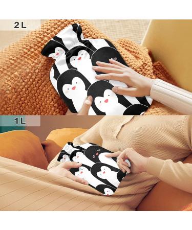 Penguins Hot Water Bottle with Cover - 1L BPA Free Small Hot Water Bag for Pain Relief & Cold Compress - Buy Online on GoSupps.com