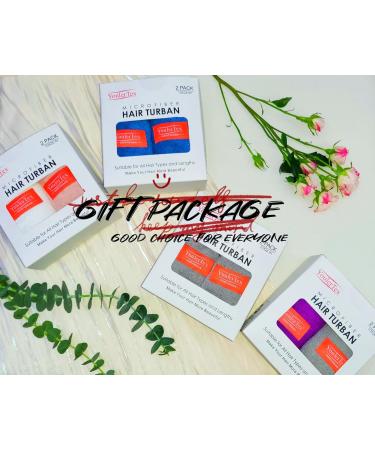 Ultra-Plush Microfiber Hair Towel Set for Women - 2 Pack Twist Turban Drying Cap in Purple Gray White & Peach - Perfect for Curly Long & Thick Hair - Buy Online on GoSupps.com