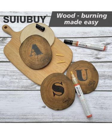 SUIUBUY 2 PCS Chemical Wood Burning Pen Marker  Wood Scorch Pen - Heat Sensitive Marker for Wood and Crafts - Equipped with Oblique Tip and Bullet Tip for Easy Use - New Formula - Buy Online on GoSupps.com