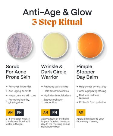 Norse Organics | Anti Age & Glow Ritual | 3 Step System Wrinkle Warrior Day Balm Face Scrub | Wild Arnica Pomegranate Arctic Herbs | Natural Skincare for Lines Dark Circles | Men Women 25 Plus - Buy Online on GoSupps.com