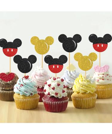 MonMon & Craft Mickey Cupcake Toppers/Girls Boys Children Mouse Birthday Cupcake Toppers/Baby Shower/Kids Birthday Party Decorations/Glitter - 24 Pcs - Buy Online on GoSupps.com