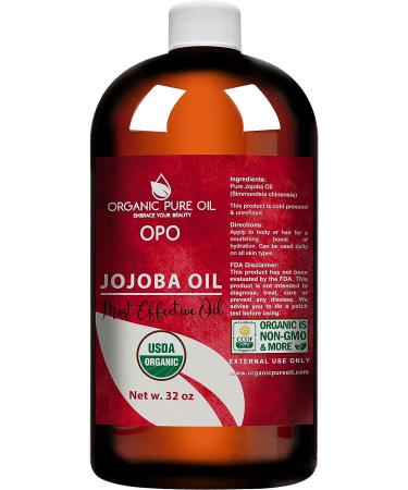 Organic Jojoba Oil 100% Pure Cold Pressed Unrefined Extra Virgin | USDA Certified | Non GMO | 32 oz Golden Carrier Oil for Skin, Hair, Lashes | DIY Soap Making & Massage | Hydrating & Moisturizing - OPO - Buy Online on GoSupps.com