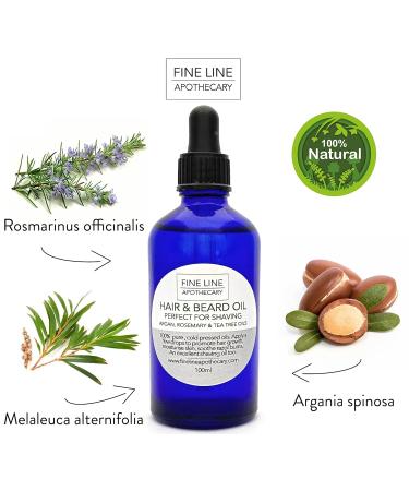 100% Natural Argan Oil Beard Oil with Rosemary & Tea Tree - 100ml | Fine Line Apothecary - Moisturizing Skin Hair Body & Nails - Buy Online on GoSupps.com