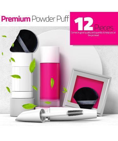 Ecomerr 12 Pieces Powder Puff Set | Face Triangle & Cleansing Puffs | Velvet Makeup Tool Kit for Loose Powder & Body | Black - Buy Online on GoSupps.com