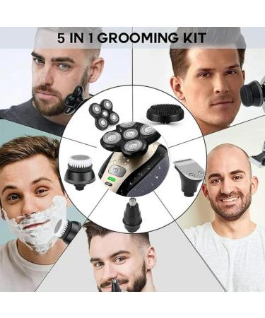 5-in-1 Electric Razor for Men | Rechargeable Wet & Dry Head Shaver Grooming Kit with Beard & Hair Trimmers Ideal Gifts for Men - Buy Online on GoSupps.com