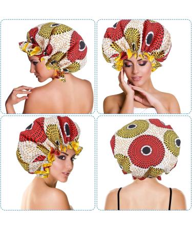 Janmercy African Satin Bonnet 4 Pcs Set - Adjustable Buckle, Double Layer Sleep Cap for Women - Extra Large Reversible Night Hair Bonnets (Retro Style) - Buy Online on GoSupps.com