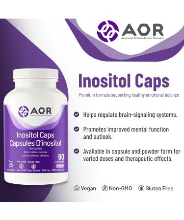 AOR Inositol Caps 500mg 90 Capsules - Myo-Inositol Supplement for Mental Well-Being & Cognitive Support - Promotes Healthy Brain Function & Cell Communication - Supports Women's Hormonal Balance 90 count (Pack of 1) - Buy Online on GoSupps.com