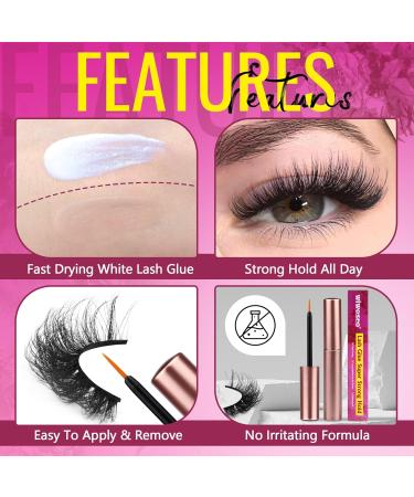 wiwoseo Lash Glue Strong Hold Eyelashes Glue Waterproof Eyelash Adhensive Glue for Strip Lashes Fast Drying Lashes Glue 2 Pack (5mlx2) A-Lashes Glue-ii - Buy Online on GoSupps.com